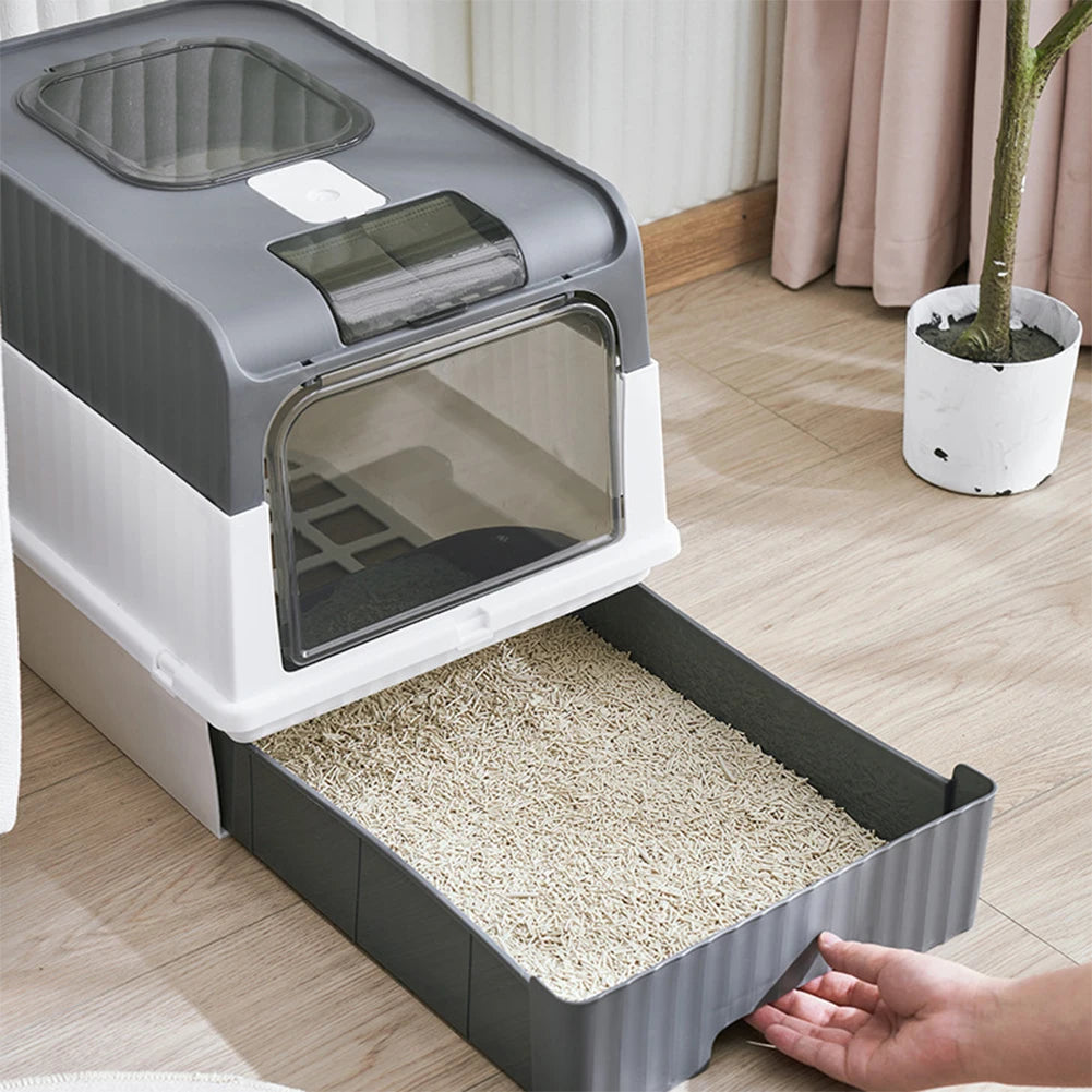 Enclosed Cat Litter Box with UV Sterilization – Odor Control, Easy Clean, and Scoop Included