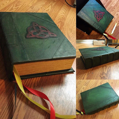 350-Page Spellbook Replica with Handcrafted Green Cover – Perfect for Home Decoration