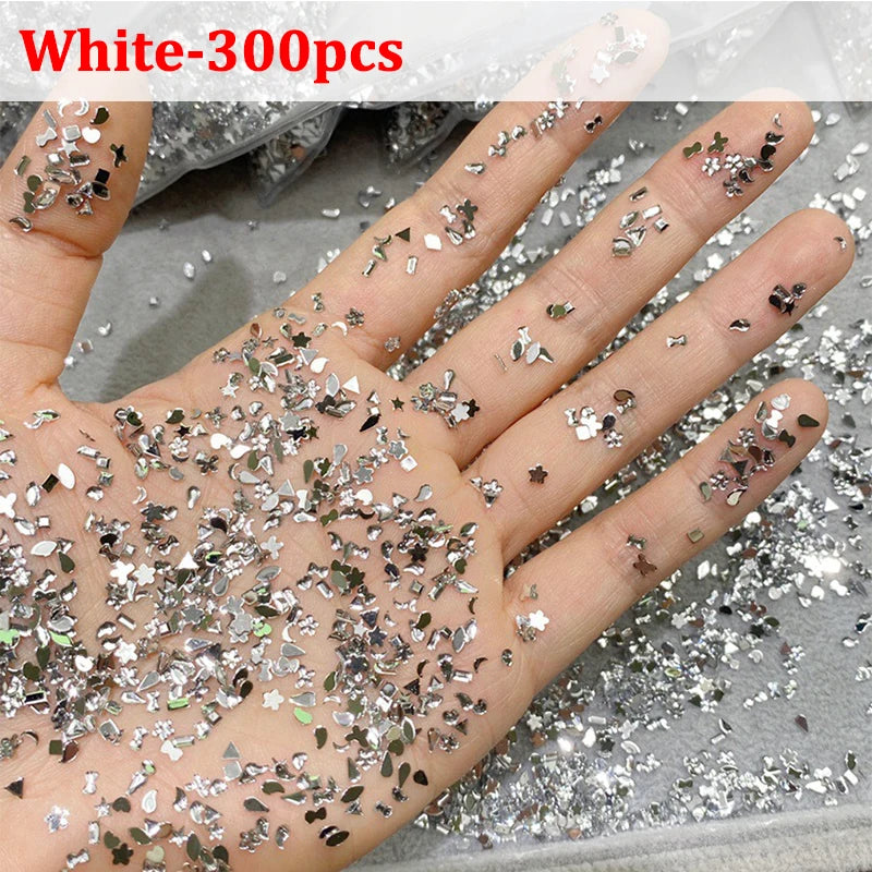 Flatback Crystal Rhinestones – Glass Nail Art Decorations, 100/200/300/400/600pcs, White and Colorful