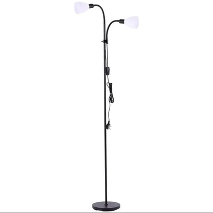 Double-Headed Adjustable Floor Lamp with E14 Fittings – Black Finish