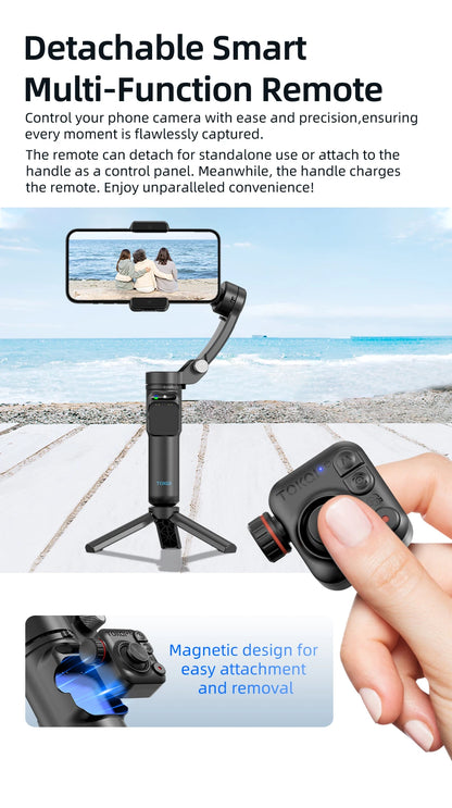 3-Axis Handheld Smartphone Gimbal Stabilizer – Anti-Shake Video Recording, Face Tracking, Tripod, and Gesture Control