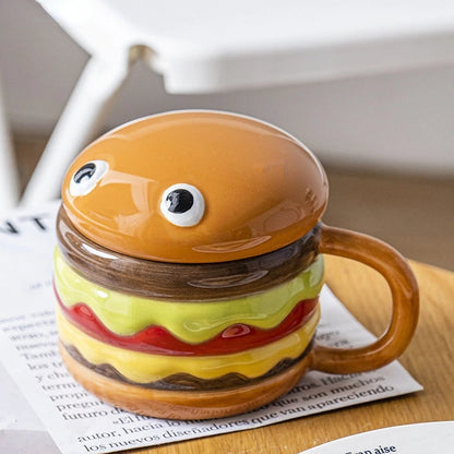 300ml Cute Creative Hamburger Mug with Lid