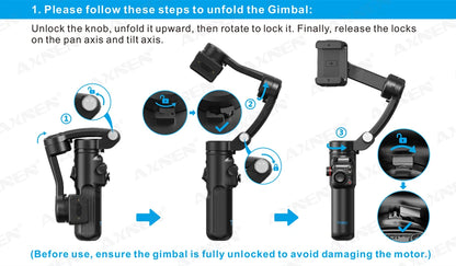 3-Axis Handheld Smartphone Gimbal Stabilizer – Anti-Shake Video Recording, Face Tracking, Tripod, and Gesture Control