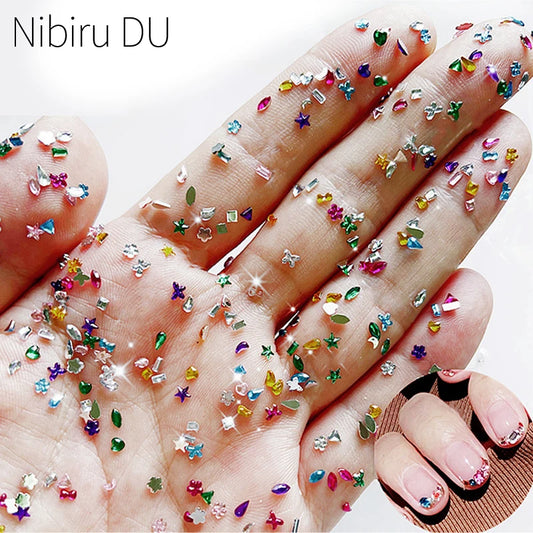 Flatback Crystal Rhinestones – Glass Nail Art Decorations, 100/200/300/400/600pcs, White and Colorful