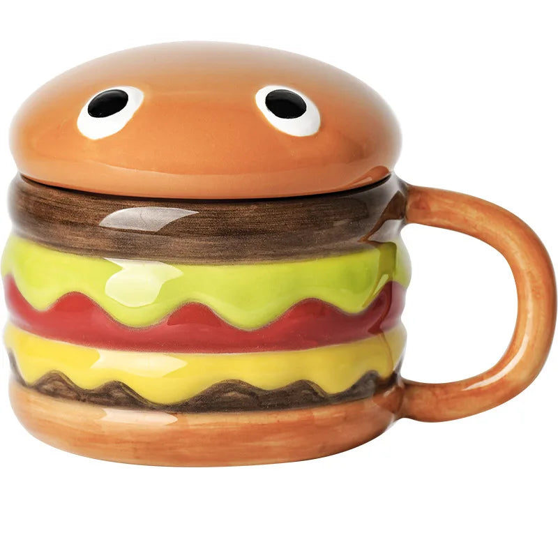 300ml Cute Creative Hamburger Mug with Lid