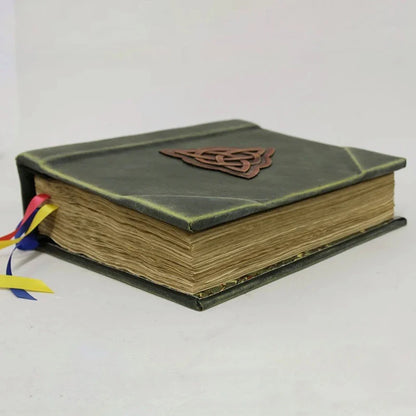 350-Page Spellbook Replica with Handcrafted Green Cover – Perfect for Home Decoration